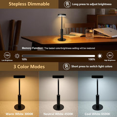 Rechargeable RGB Bedside Lamp, Touch Dimmable Cordless Light