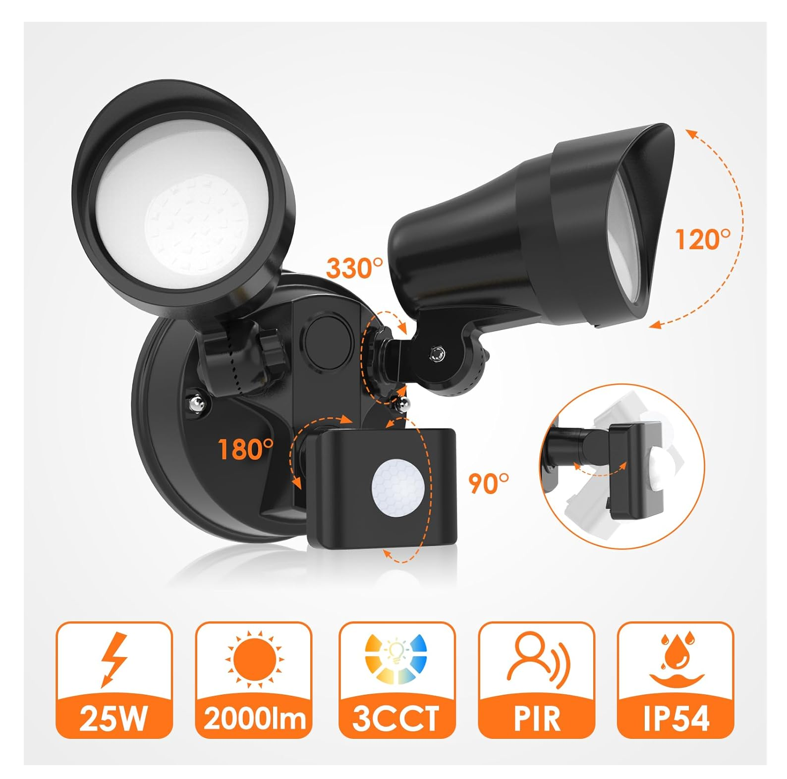 Motion Sensor LED Security Light 25W