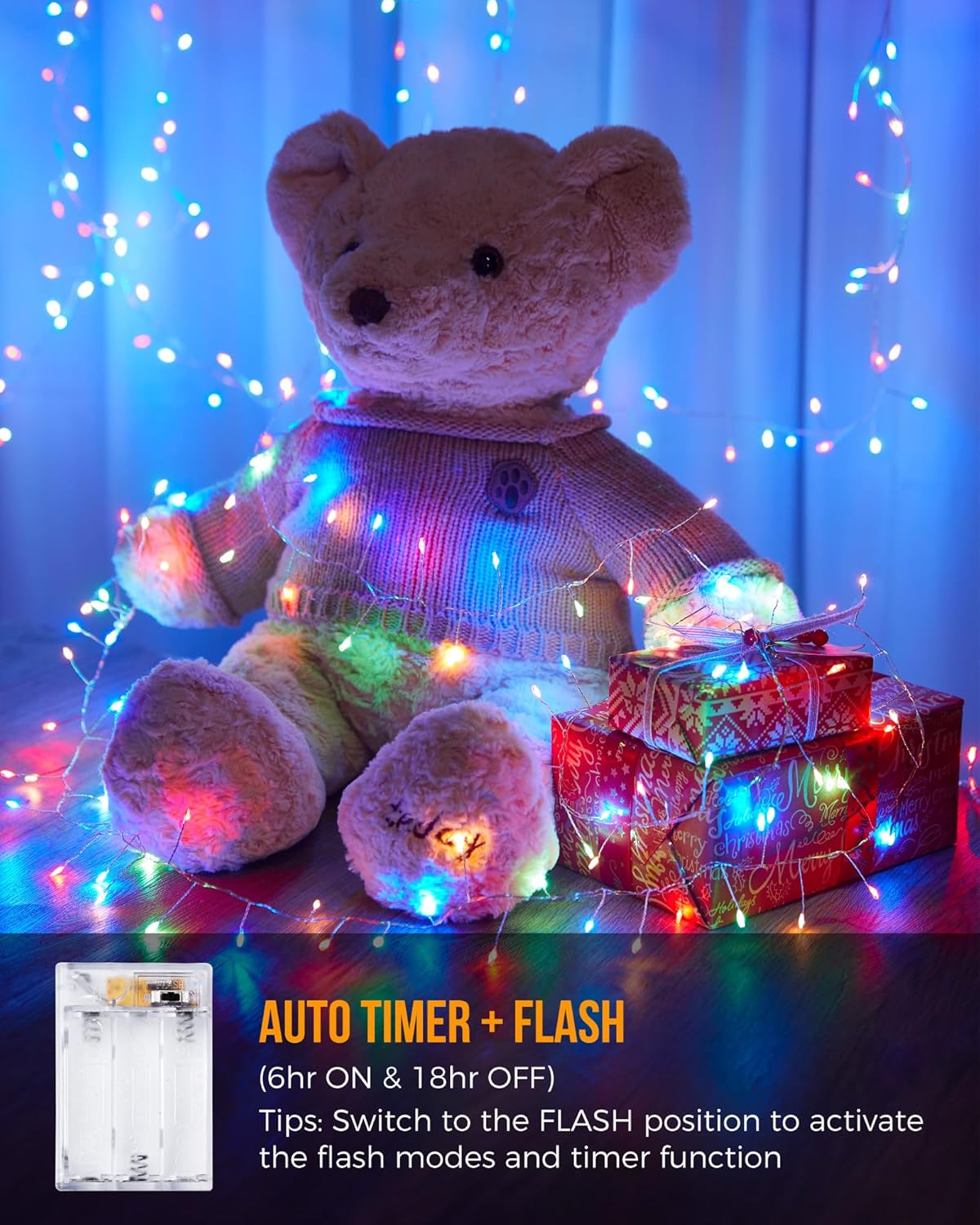 2 Pack Battery Fairy Lights, 5ft 60 LED Multicolor