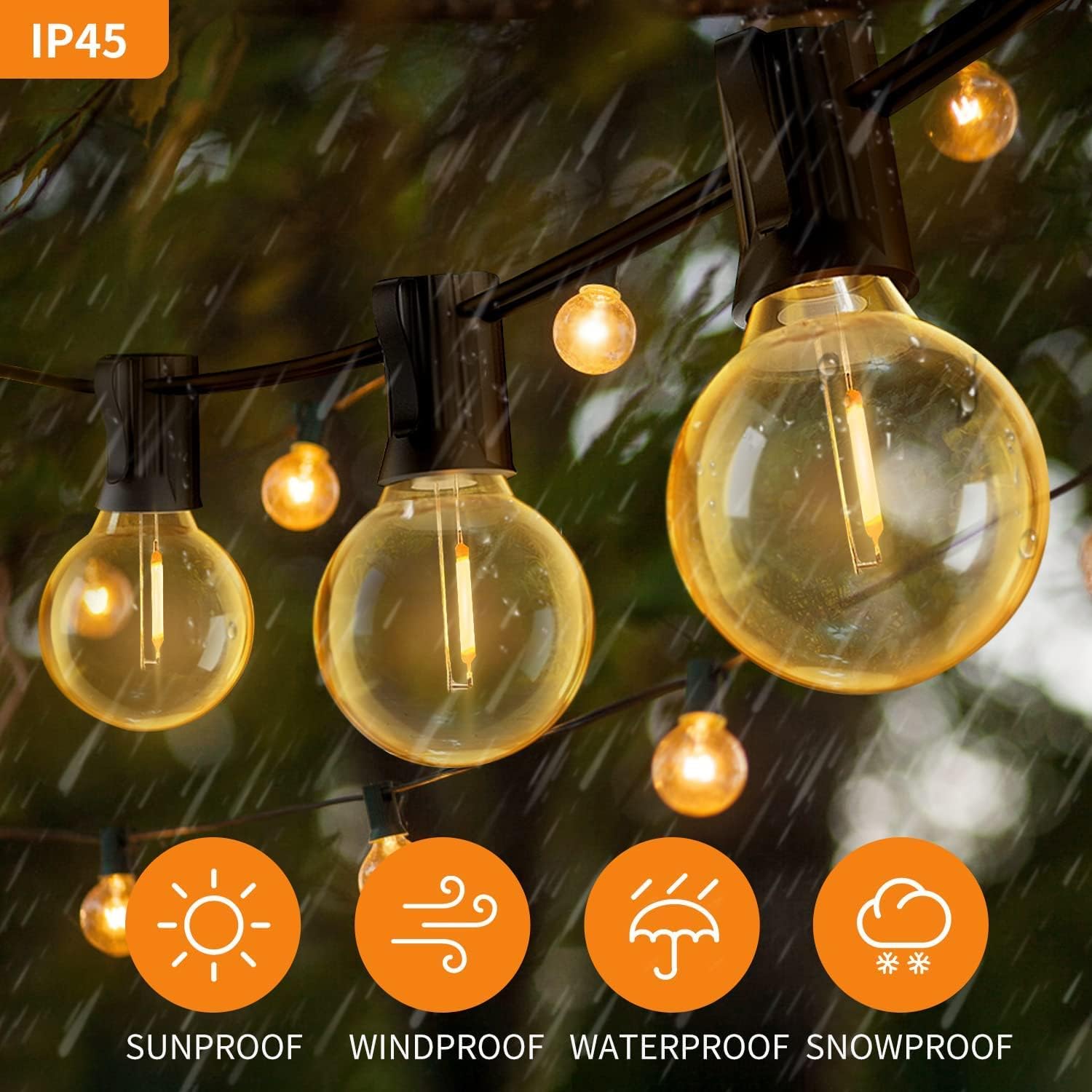 19M Outdoor Festoon Lights – G40 LED, Waterproof, Safe