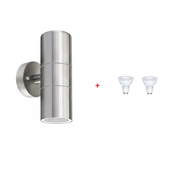 Modern Outdoor Up Down Wall Light – Stainless Steel, IP65 Waterproof, Mains Powered Exterior Sconce for Porch, Patio, or Garage