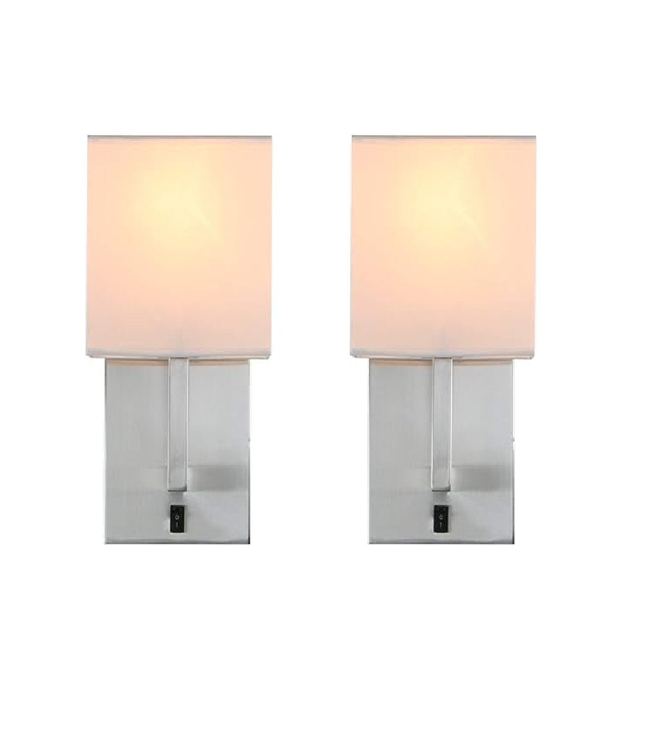 Vintage Wall Lights Set with Linen Shades, E27 Base