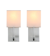 Vintage Wall Lights Set with Linen Shades, E27 Base