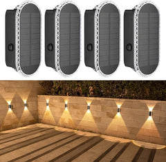 6 Pack Solar Fence Lights Outdoor – Up & Down Wall Lamps