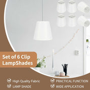 Set of 6 Clip-On Fabric Lampshades – Small E14 Light Shades