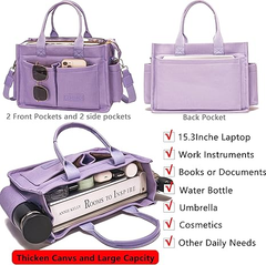 Large Canvas Tote Bag for Women – Work Shoulder Handbag with Compartments