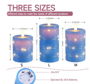 Flameless LED Candles with Starry String Lights – 3-Pack Real Wax, Remote & Timer Function