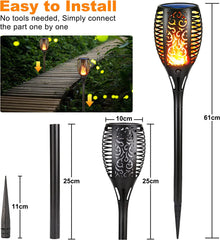 Waterproof Solar Torch Lights for Outdoor Garden, Flickering Dancing Flame Effect,6-Pack