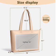 Large Leather Tote Bag for Women – Work & School Shoulder Handbag with Zipper
