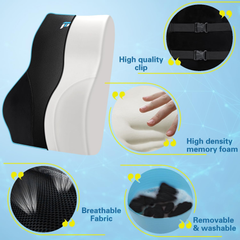 Memory Foam Lumbar Support Cushion – Ergonomic Back Pillow for Office Chair & Car