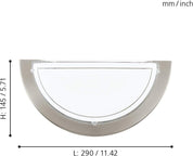 Planet 1 Satin Nickel Wall Light with White Glass Shade