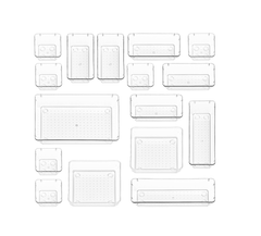 Clear Drawer Organiser Set – Makeup, Cosmetics & Utensil Tray for Kitchen & Bedroom