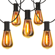 24FT Outdoor Festoon String Lights, 25 ST64 Vintage-Style LED Bulbs, Waterproof, 3000K Warm White, Mains Powered for Garden, Patio, Party