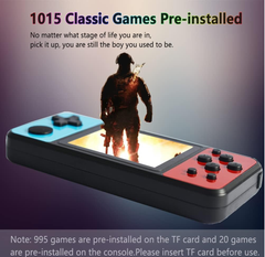 Handheld Game Console with 1015 Retro Games, 3.0” HD Screen, TF Card Support (Blue)