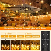65.5ft Outdoor String Lights with Remote & Dimmable LEDs