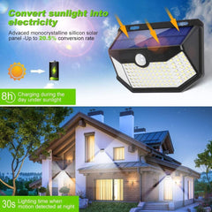 2-Pack Solar Motion Sensor Wall Lights - 120 LED with Reflector, 3 Lighting Modes, IP65 Waterproof