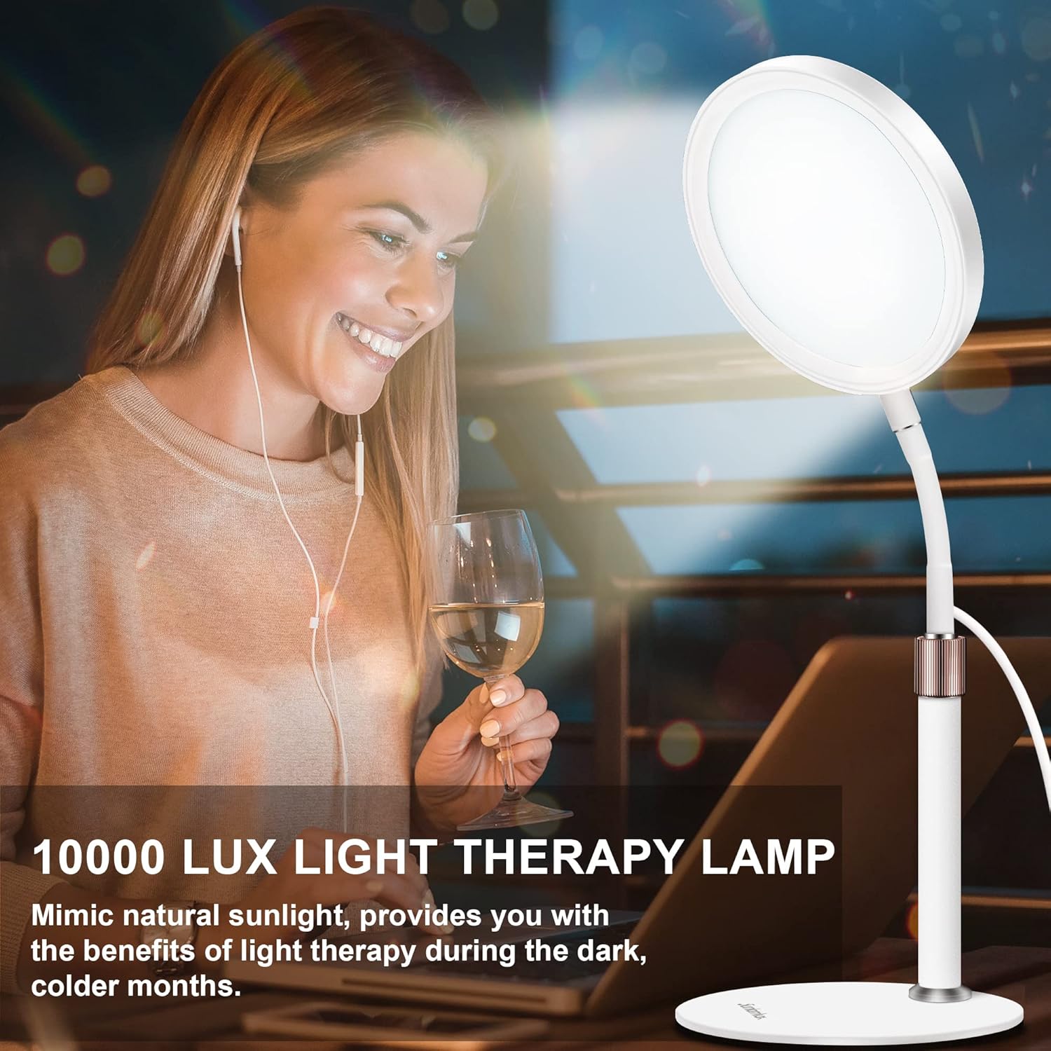 SAD Light Therapy Lamp – 10,000 Lux UV-Free Light for Mood & Energy Boost
