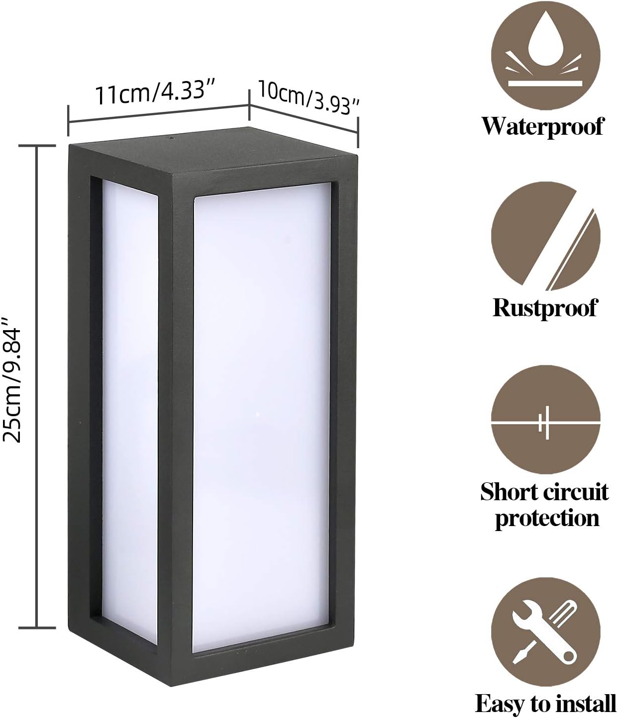 Modern Waterproof Outdoor Wall Light – E27, IP54 Rated