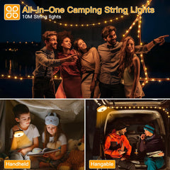 Rechargeable Camping String Lights – 100LED, 10M, 8 Modes