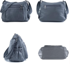 Soft PU Leather Crossbody Bag for Women – Multi-Pocket Shoulder Purse