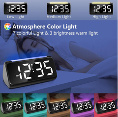 Large LED Digital Alarm Clock with Night Light, USB Charger & Dual Alarms