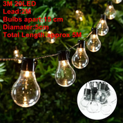 Solar Powered Retro Bulb String Lights – Warm White LED Outdoor Garden & Party Lighting