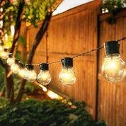 Solar Powered Retro Bulb String Lights – Warm White LED Outdoor Garden & Party Lighting
