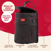 Large 9L Spill-Proof Car Trash Bin – Odor-Free Car Rubbish Can with Removable Liner & Pockets