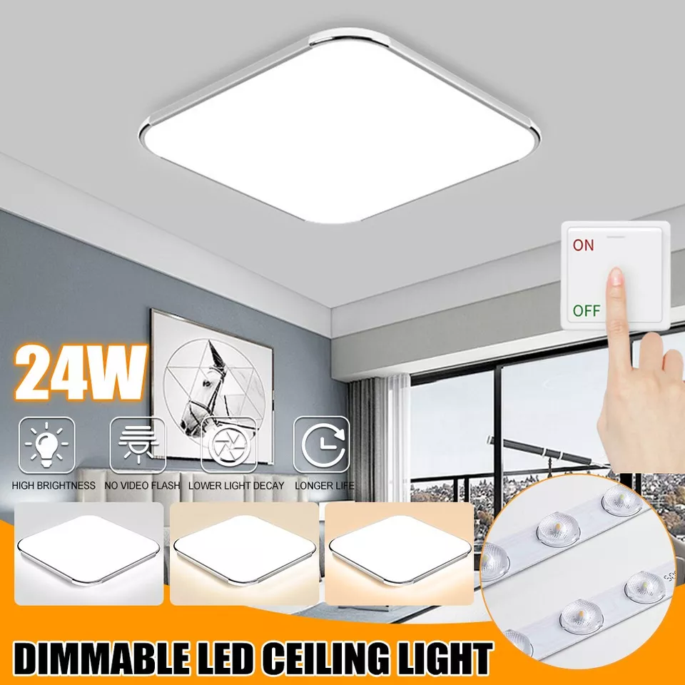 Modern 24W Dimmable LED Ceiling Light with Remote
