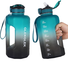 2.2L Large Sports Water Bottle with Time Markings – Leakproof, Dishwasher Safe