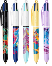 4-in-1 Retractable Ballpoint Pens – 5 Pack Multi-Coloured 1.0mm Ink Pens