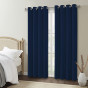 Navy Blue Blackout Curtains W38 x L54 – Eyelet Thermal Insulated 2 Panels, Short Drapes