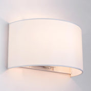 E27 Wall Light with Switch & White Fabric Shade – Semi-Circle Sconce for Bedroom & Living Room