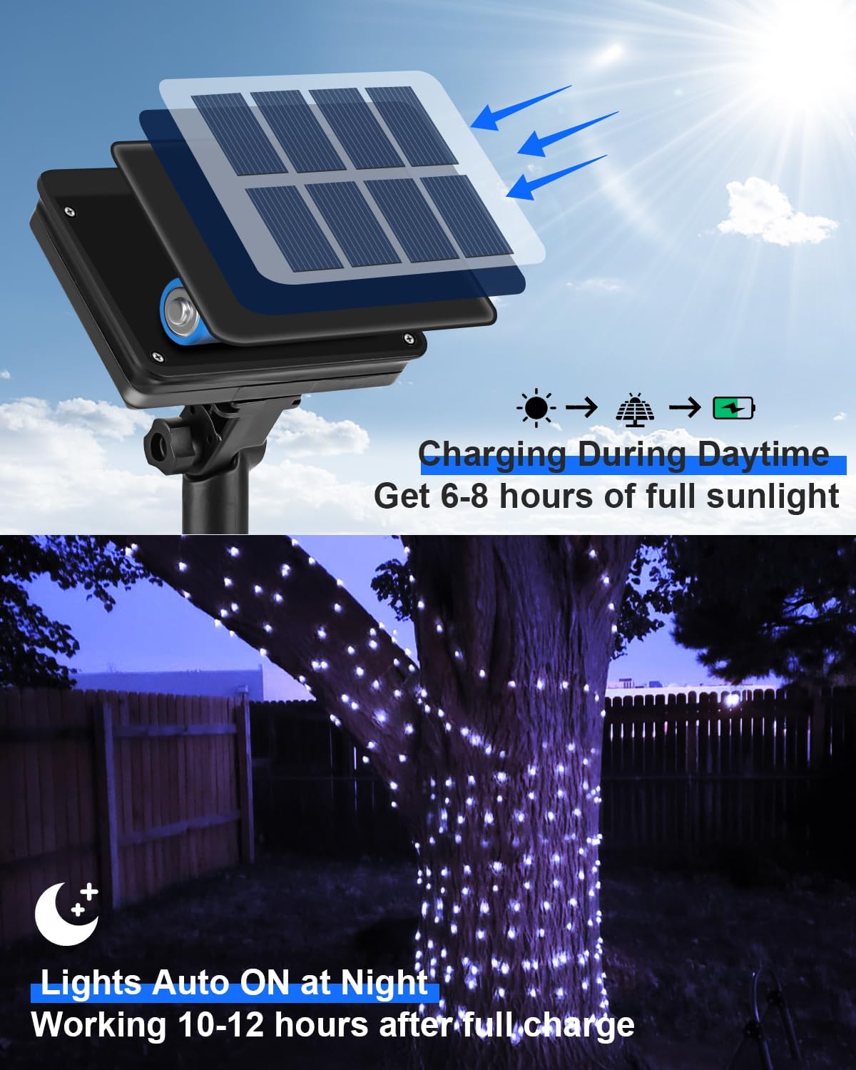 Cool White Solar Fairy Lights