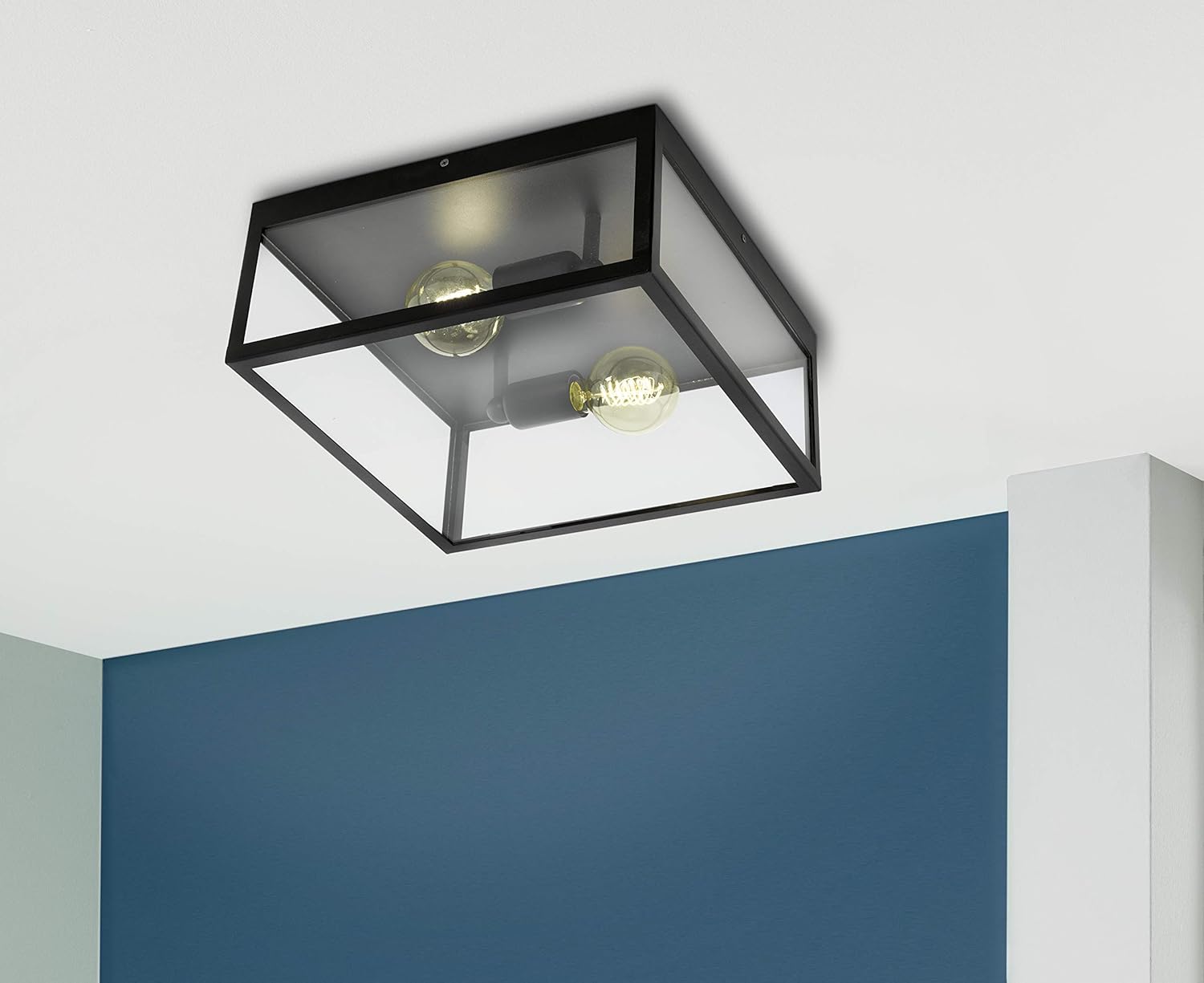 Eglo Charterhouse Black Steel Ceiling Light – Industrial E27 Pendant Lamp