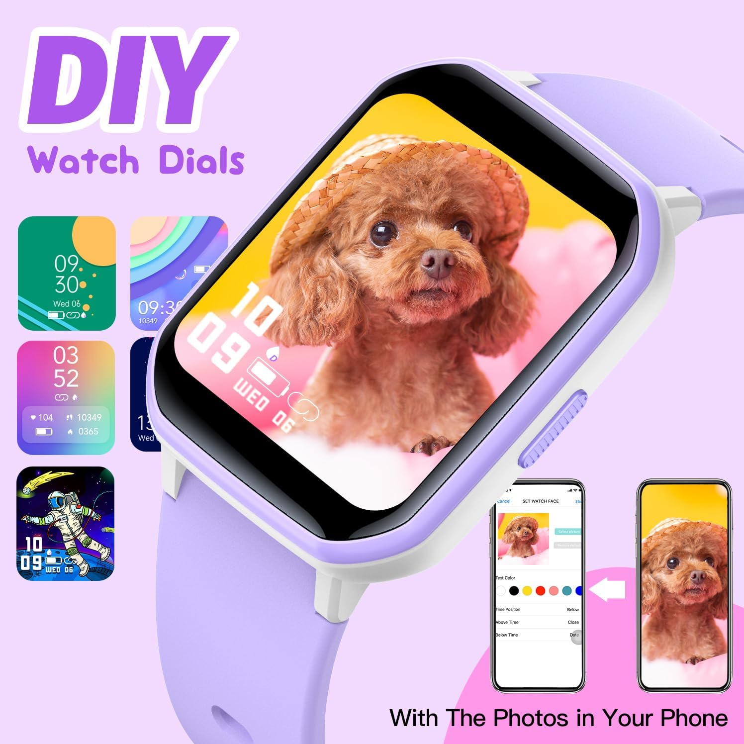 Smart Watch for Girls IP68 Waterproof Kids Fitness Tracker with DIY Face 1.5