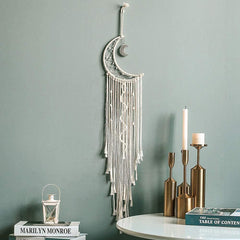 Macrame Moon Dream Catcher Wall Hanging with LED Light