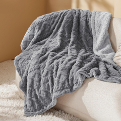 Bedsure Sherpa Fleece Throw Blanket – Soft Cozy Warm Jacquard Sofa & Bed Throw, Grey 130x150 cm