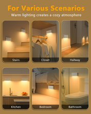 Wireless Motion Sensor Stair Lights – USB Rechargeable Magnetic Night Lights (4 Pack)