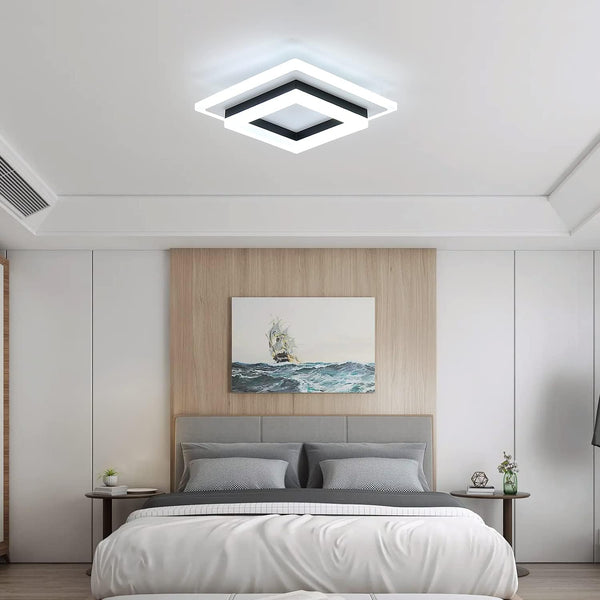 LED Ceiling Light, 24W Modern Ceiling Lamp, Square LED Ceiling Lights for Bedroom Hallway Office Kitchen Living Room, Cold White 6500K