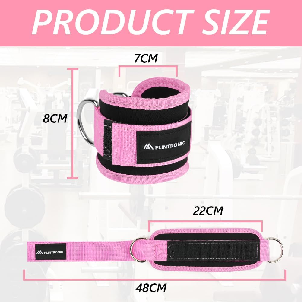 Adjustable Ankle Straps for Cable Machine – Padded Gym Cuffs with Dual D-Rings