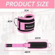 Adjustable Ankle Straps for Cable Machine – Padded Gym Cuffs with Dual D-Rings