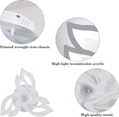 LED Ceiling Lights, 40W Modern Petals Acrylic White LED Ceiling Lamp | Cold White 6500K