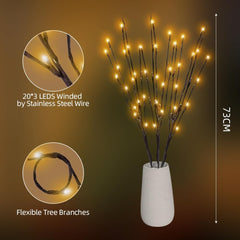 LED Branch Lights 3 Pack 73cm Twig Lights Decoration White