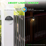 Solar Fence Lights - Warm White (8 Pack) for Garden, Fence, Patio Use