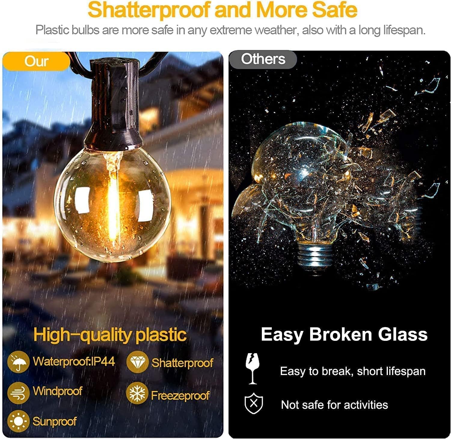 150FT G40 Festoon String Lights Outdoor Waterproof