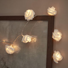 White Rose Fairy String Lights 20 LEDs