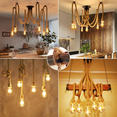 6-Head Spider Chandelier Pendant Light, Adjustable Industrial Ceiling Lamp