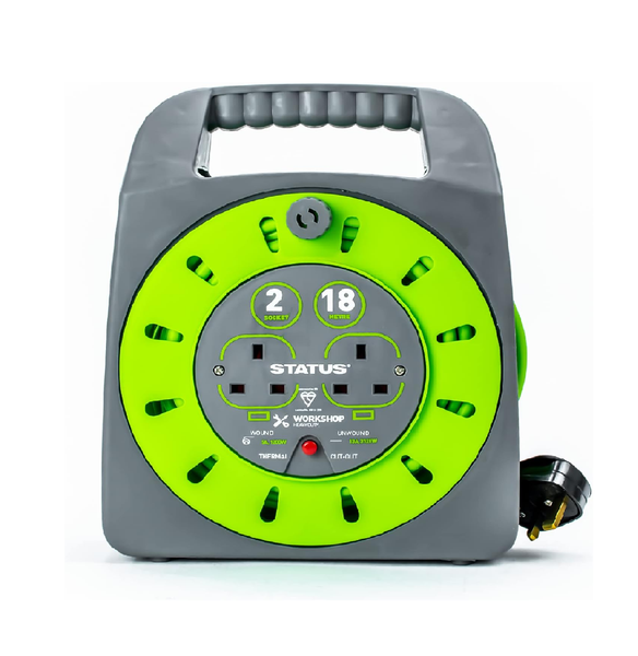 18M 2 Socket Cable Reel – 13A Heavy-Duty Outdoor Extension Lead with Thermal Cut-Out