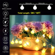 Battery Fairy Lights with 8 Modes – 16ft 50 LEDs Warm White Waterproof Lights